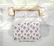3D White Purple Floral Quilt Cover Set Bedding Set Duvet Cover Pillowcases SF140- Jess Art Decoration