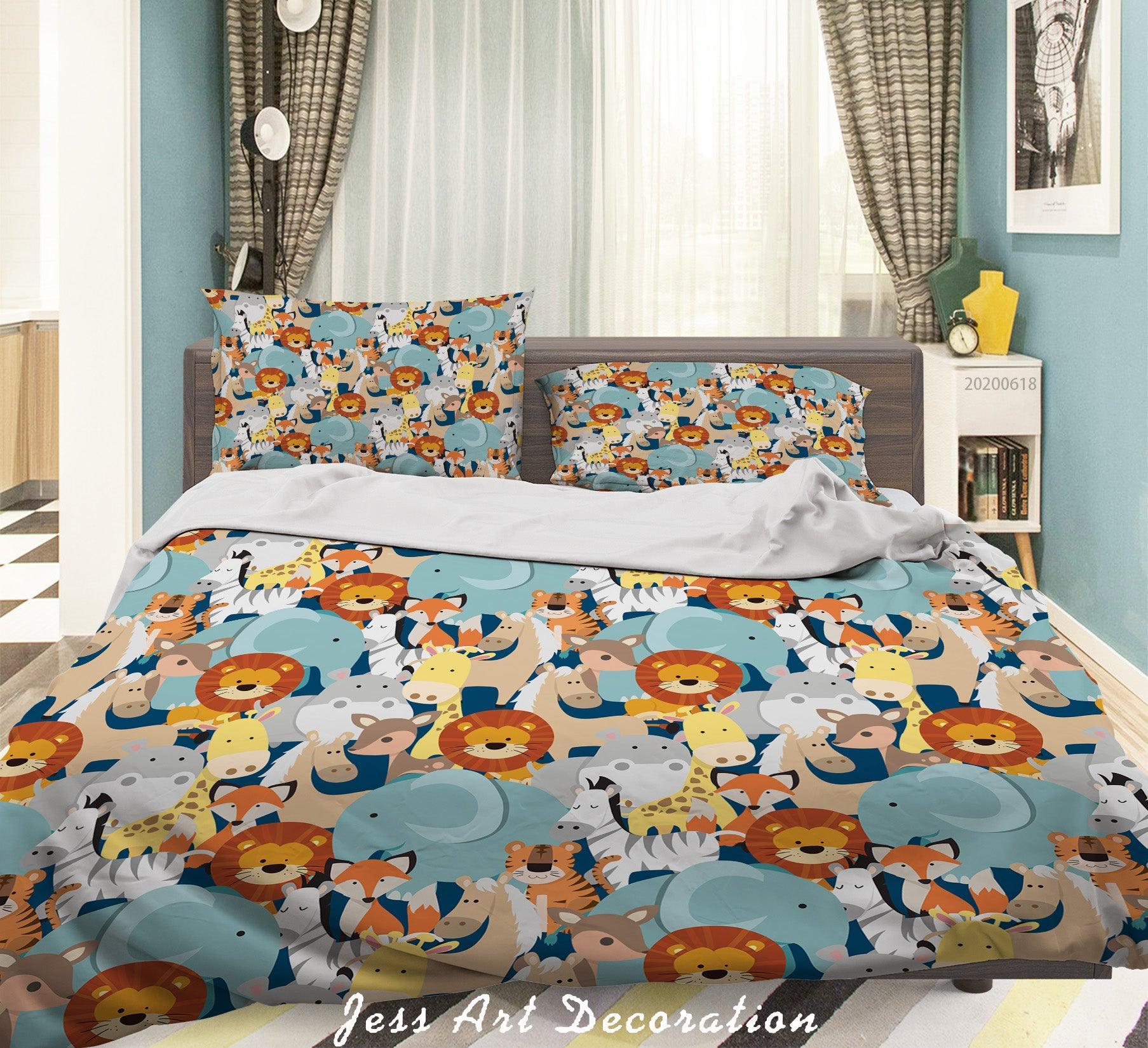 3D Cartoon Animal Quilt Cover Set Bedding Set Duvet Cover Pillowcases SF67- Jess Art Decoration