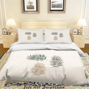 3D White Plants Leaves Quilt Cover Set Bedding Set Duvet Cover Pillowcases SF20- Jess Art Decoration