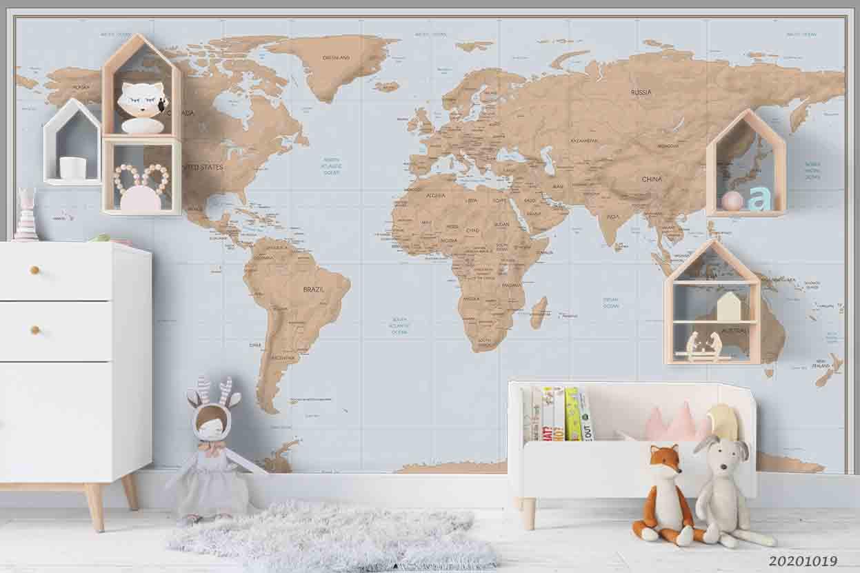 3D Vintage Nautical World Map Wall Mural Wallpaper WJ 9470- Jess Art Decoration