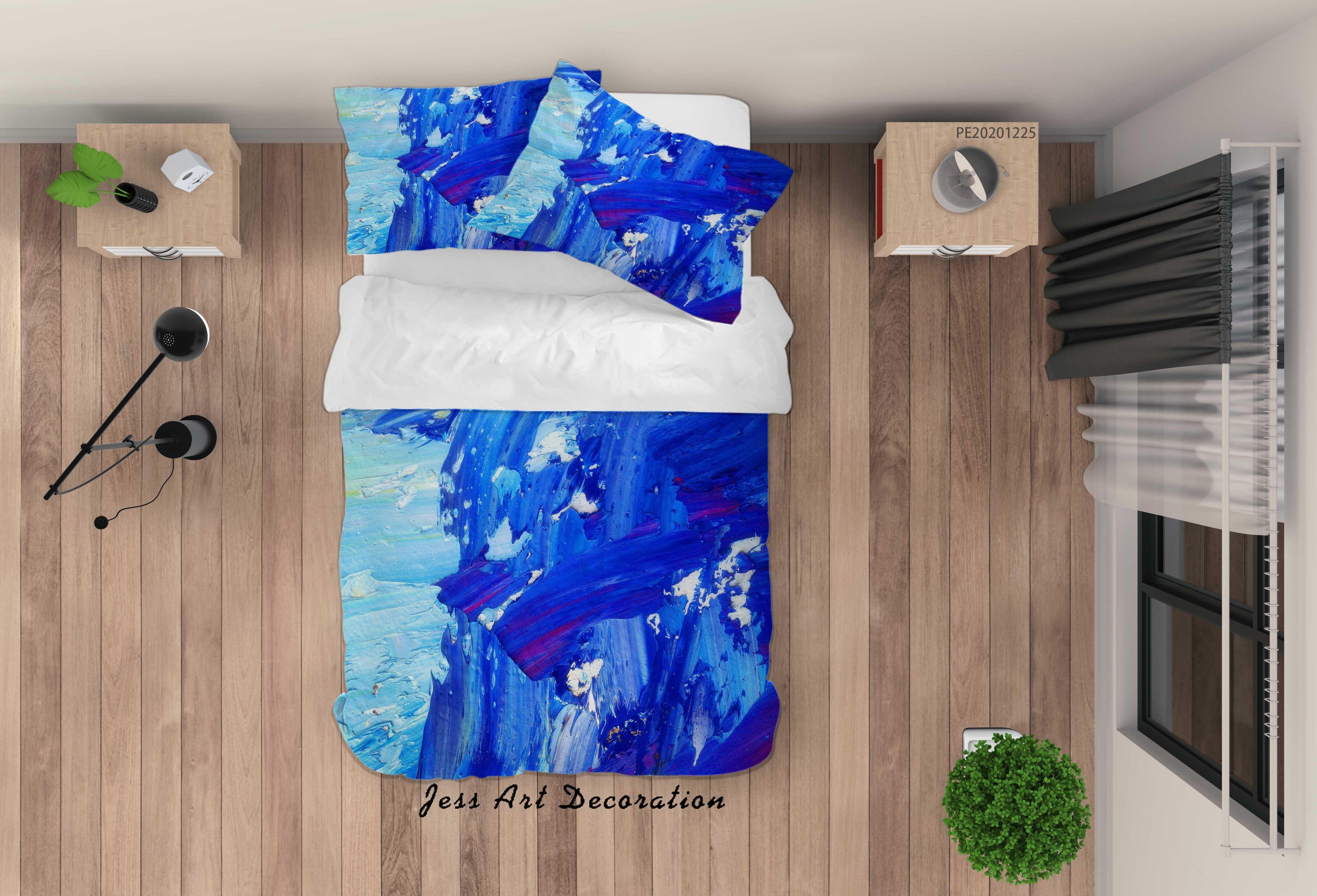 3D Abstract Blue Graffiti Quilt Cover Set Bedding Set Duvet Cover Pillowcases 52- Jess Art Decoration