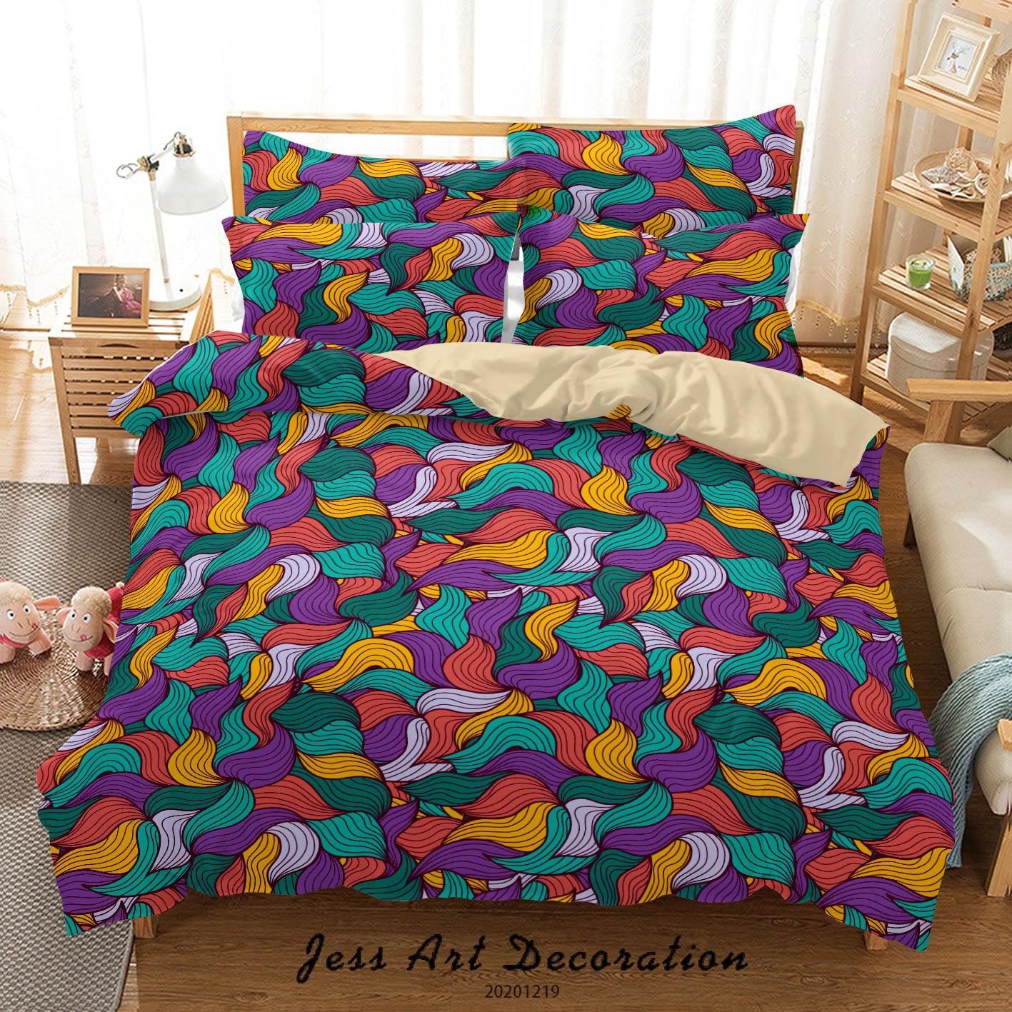 3D Abstract Color Leaf Pattern Quilt Cover Set Bedding Set Duvet Cover Pillowcases 97- Jess Art Decoration