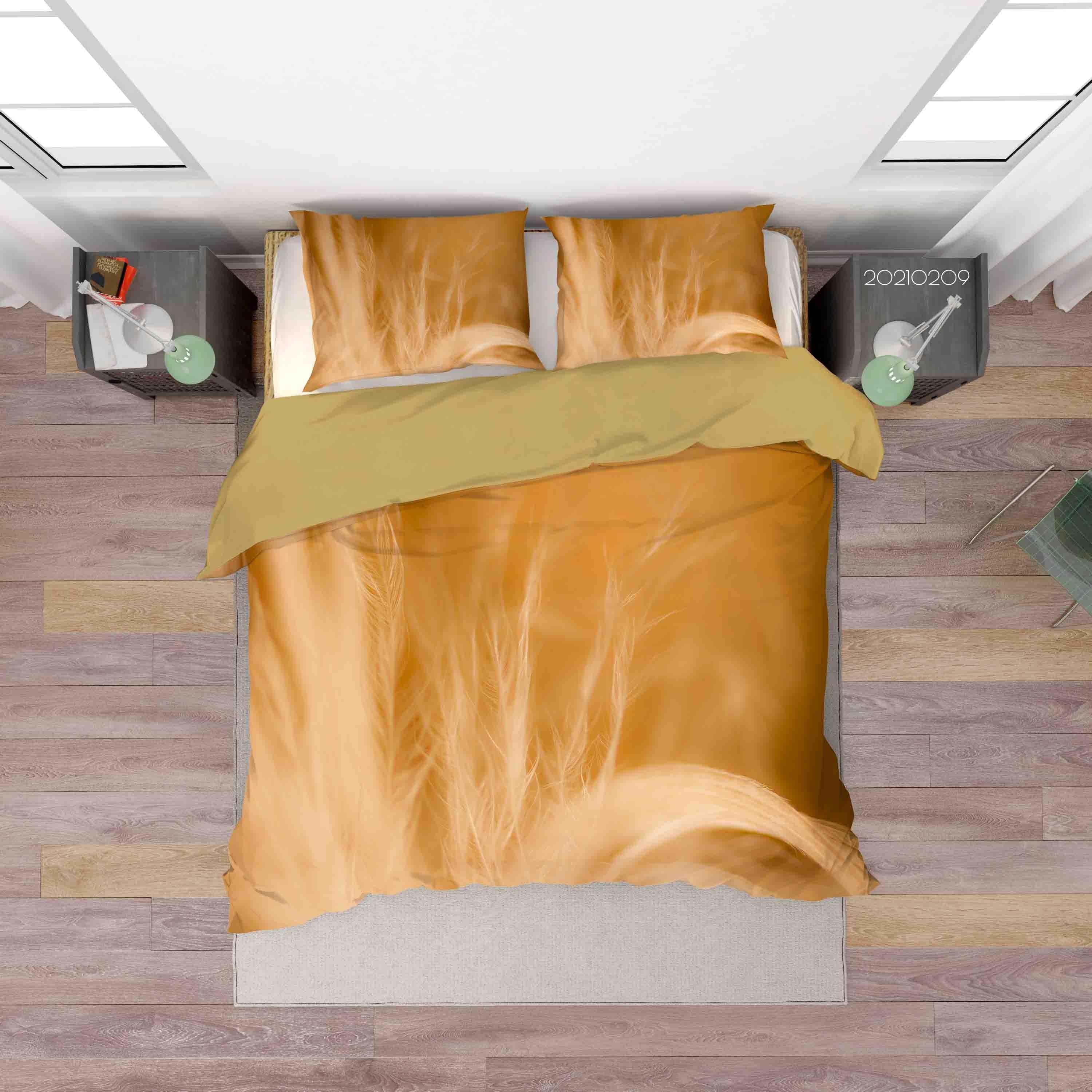 3D Feather Texture Quilt Cover Set Bedding Set Duvet Cover Pillowcases 222- Jess Art Decoration