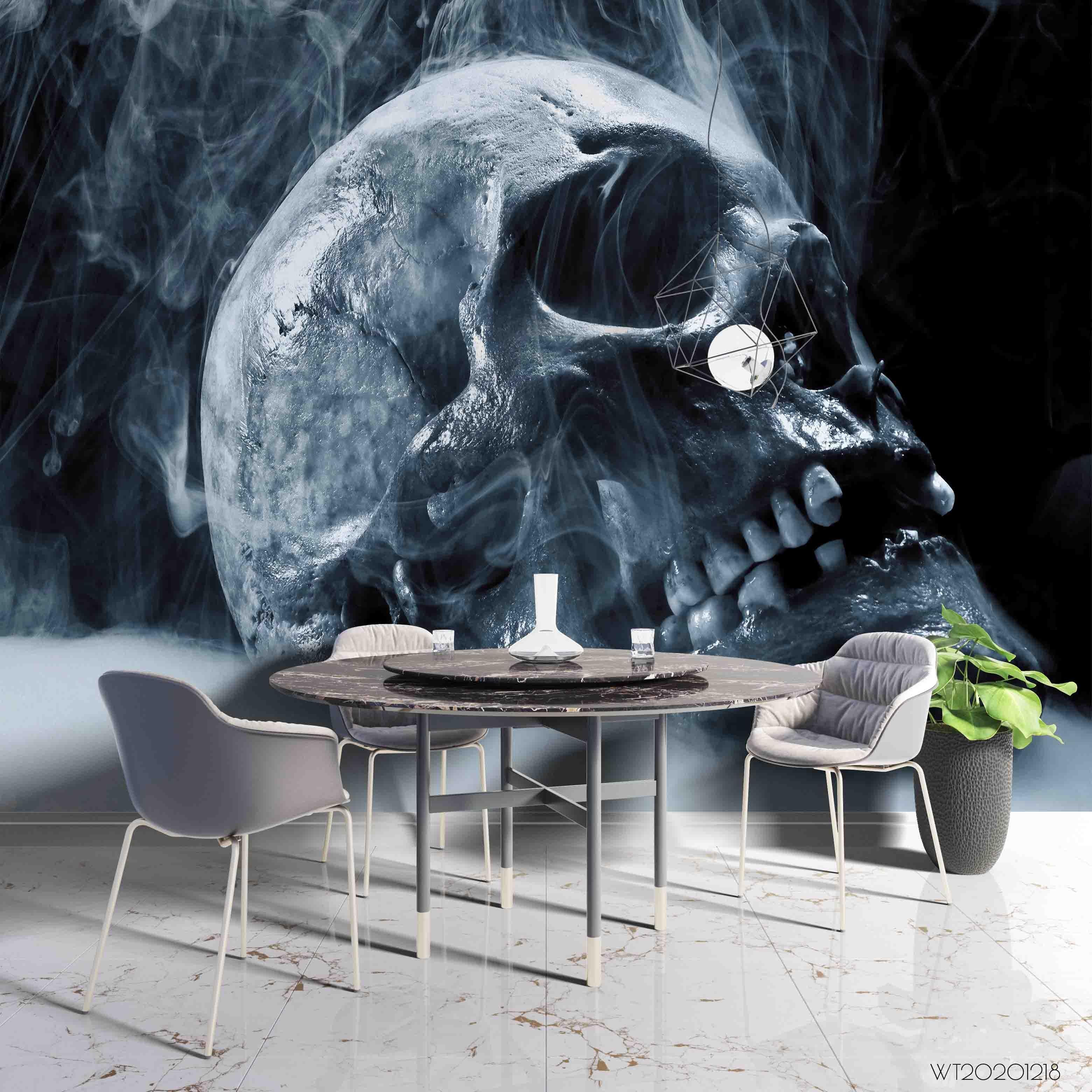 3D Skull Moon dark skull moon fantasy mural wall mural wallpaper for bedroom - view 2