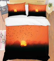 3D Sunset Sky Bird Landscape Quilt Cover Set Bedding Set Duvet Cover Pillowcases 282- Jess Art Decoration