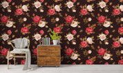 3D Black Red Pink Floral Wall Mural Wallpaper SF36- Jess Art Decoration