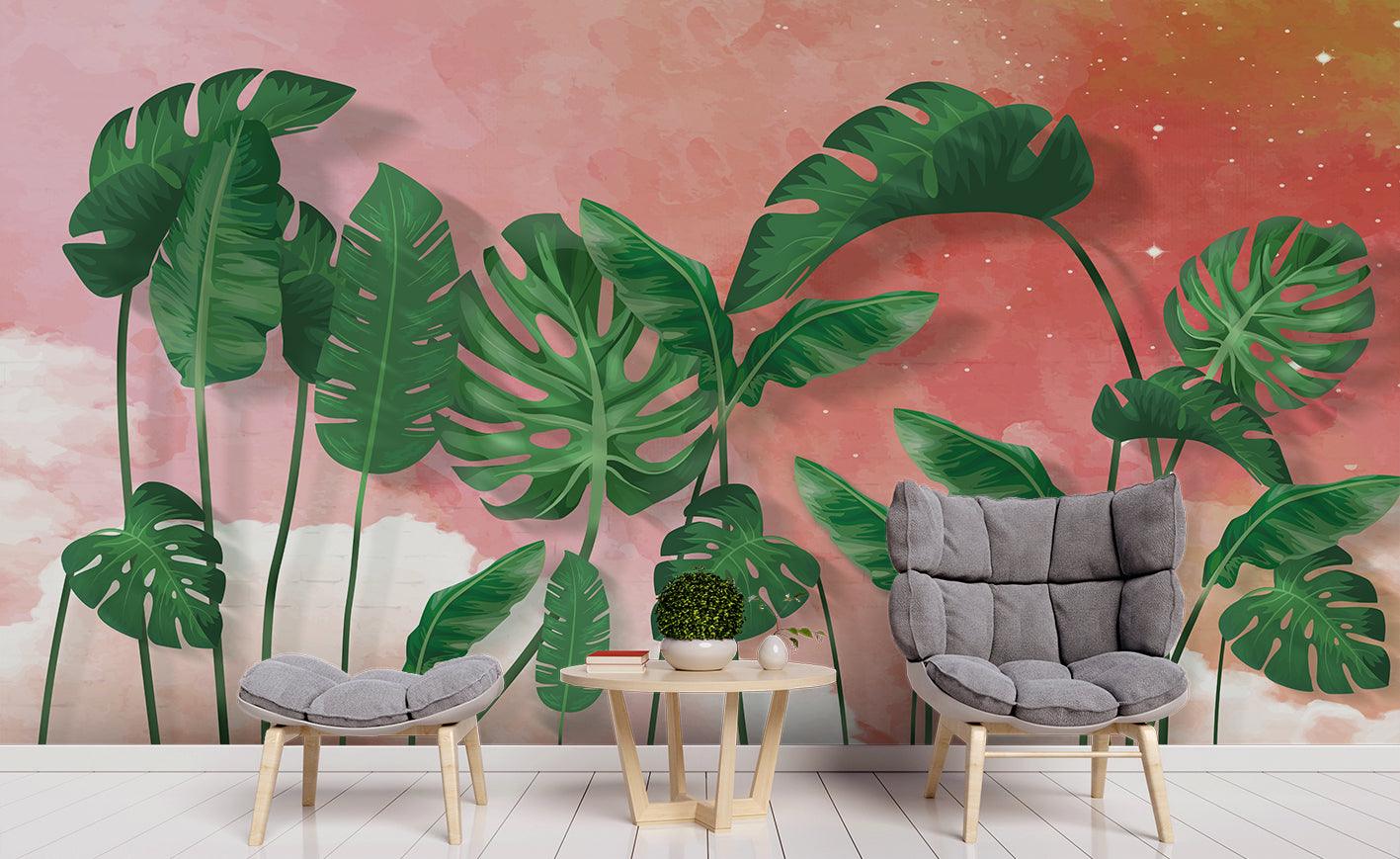 3D Green Tropical Leaves Wall Mural Wallpaper 24- Jess Art Decoration