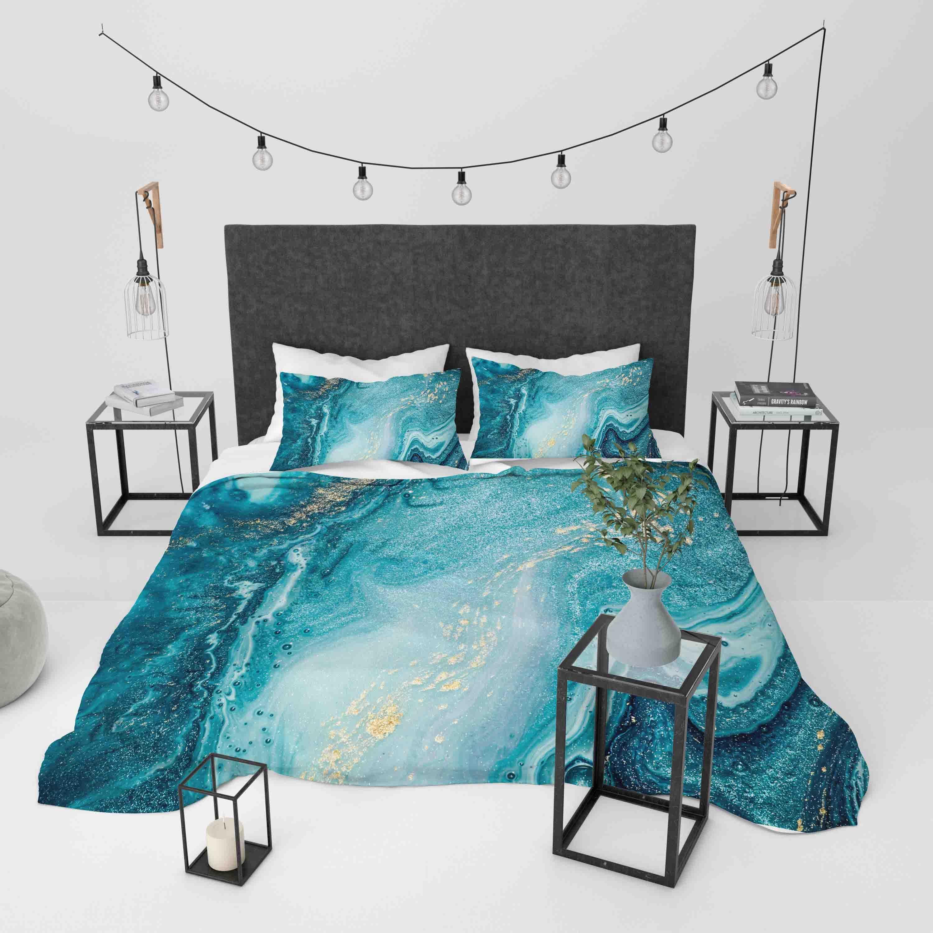 3D Blue Marble Pattern Quilt Cover Set Bedding Set Duvet Cover Pillowcases JN 1191- Jess Art Decoration