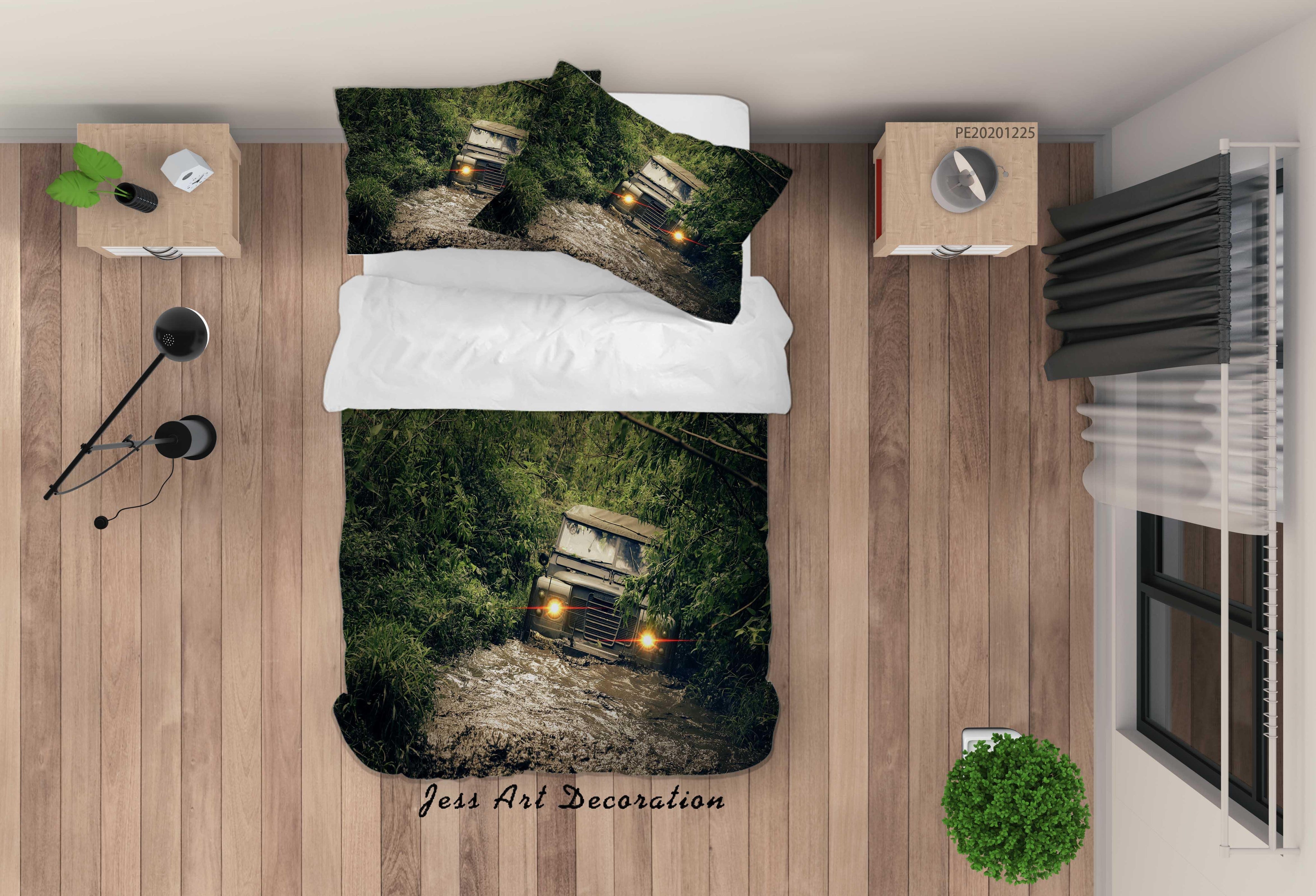 3D Forest Truck Scenery Quilt Cover Set Bedding Set Duvet Cover Pillowcases 1- Jess Art Decoration