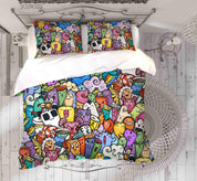 3D Abstract Monster Graffiti Quilt Cover Set Bedding Set Duvet Cover Pillowcases 63- Jess Art Decoration