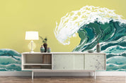3D green sea waves wall mural wallpaper 09- Jess Art Decoration