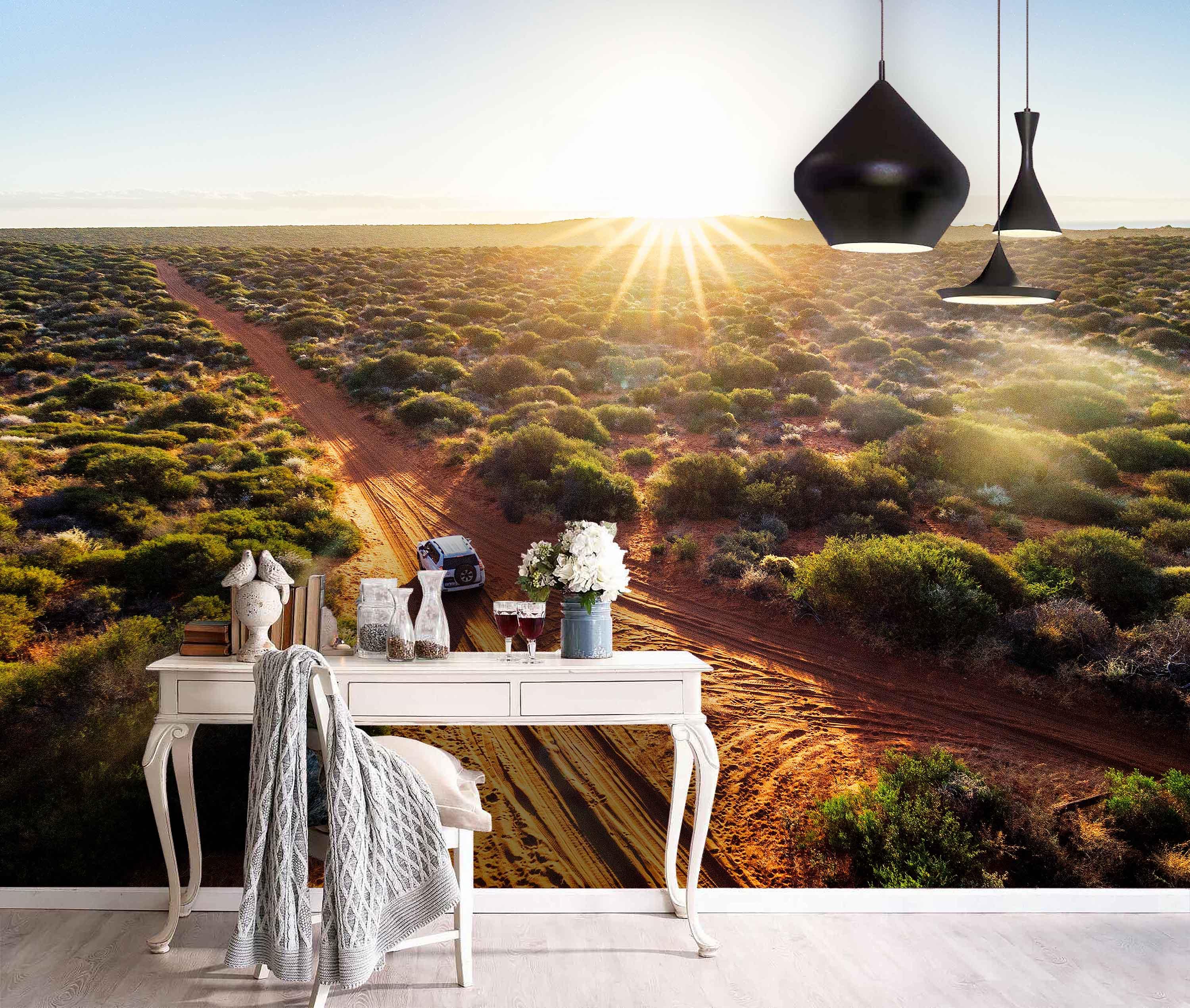 3D Desert Cross Country Sunset Wall Mural Wallpaper 37- Jess Art Decoration