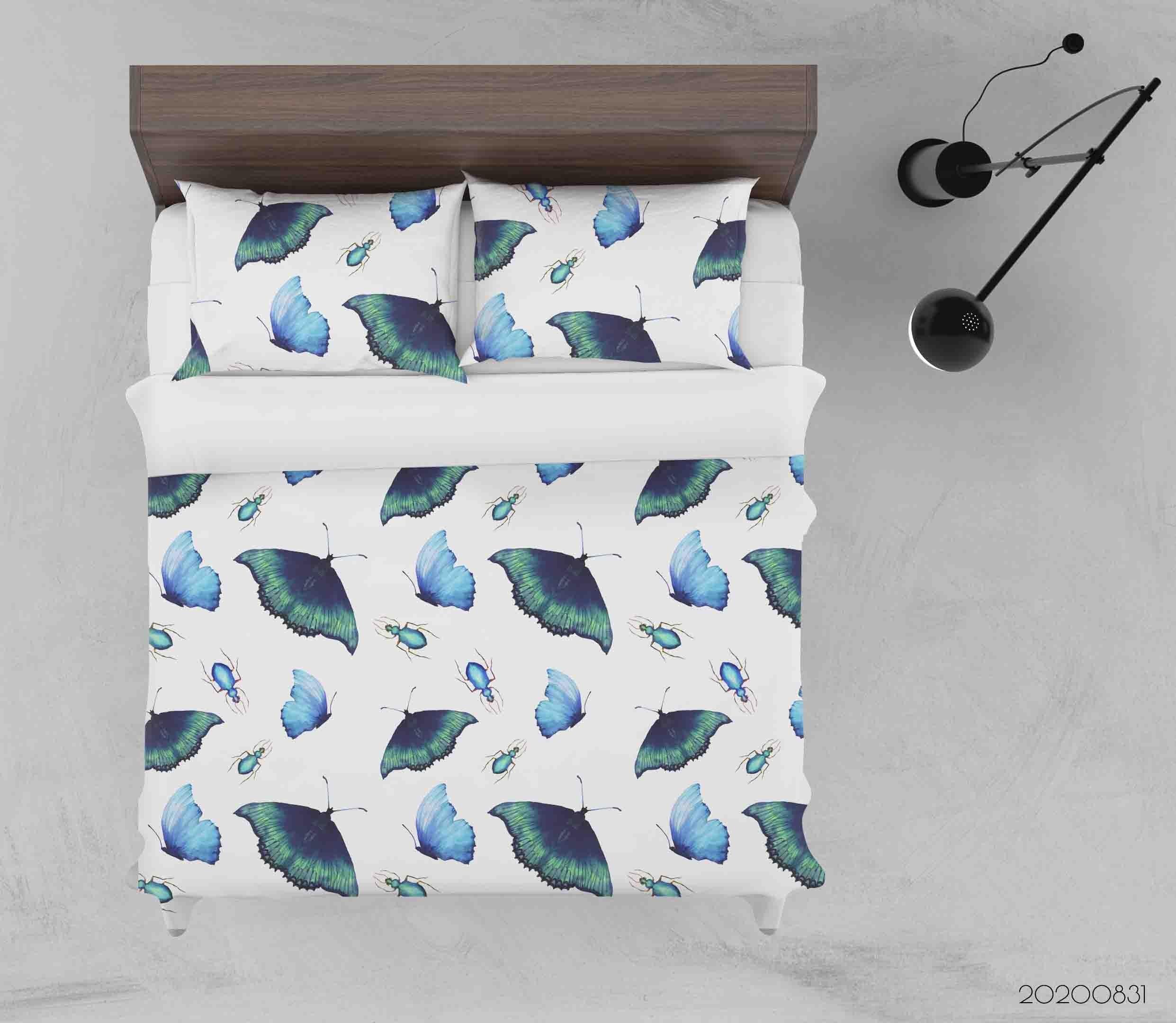 3D Watercolor Butterfly Pattern Multicolor Butterflies Quilt Cover Set Bedding Set Duvet Cover Pillowcases WJ 3492- Jess Art Decoration