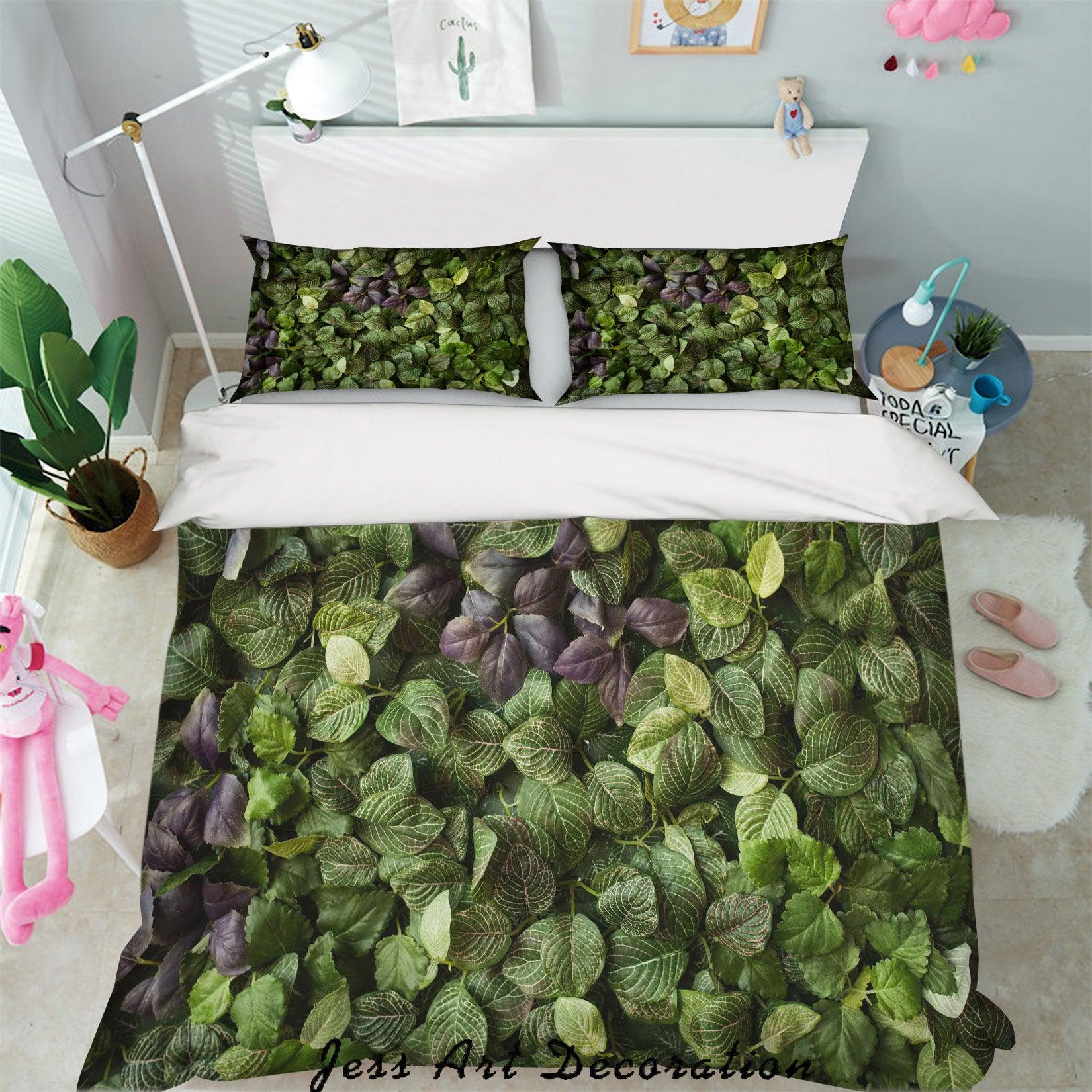 3D Green Leaves Quilt Cover Set Bedding Set Pillowcases 99- Jess Art Decoration