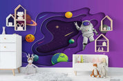 3D Purple Space Planet Astronaut Wall Mural Wallpaper LQH 277- Jess Art Decoration