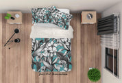 3D Black White Flowers Quilt Cover Set Bedding Set Pillowcasesn 47- Jess Art Decoration