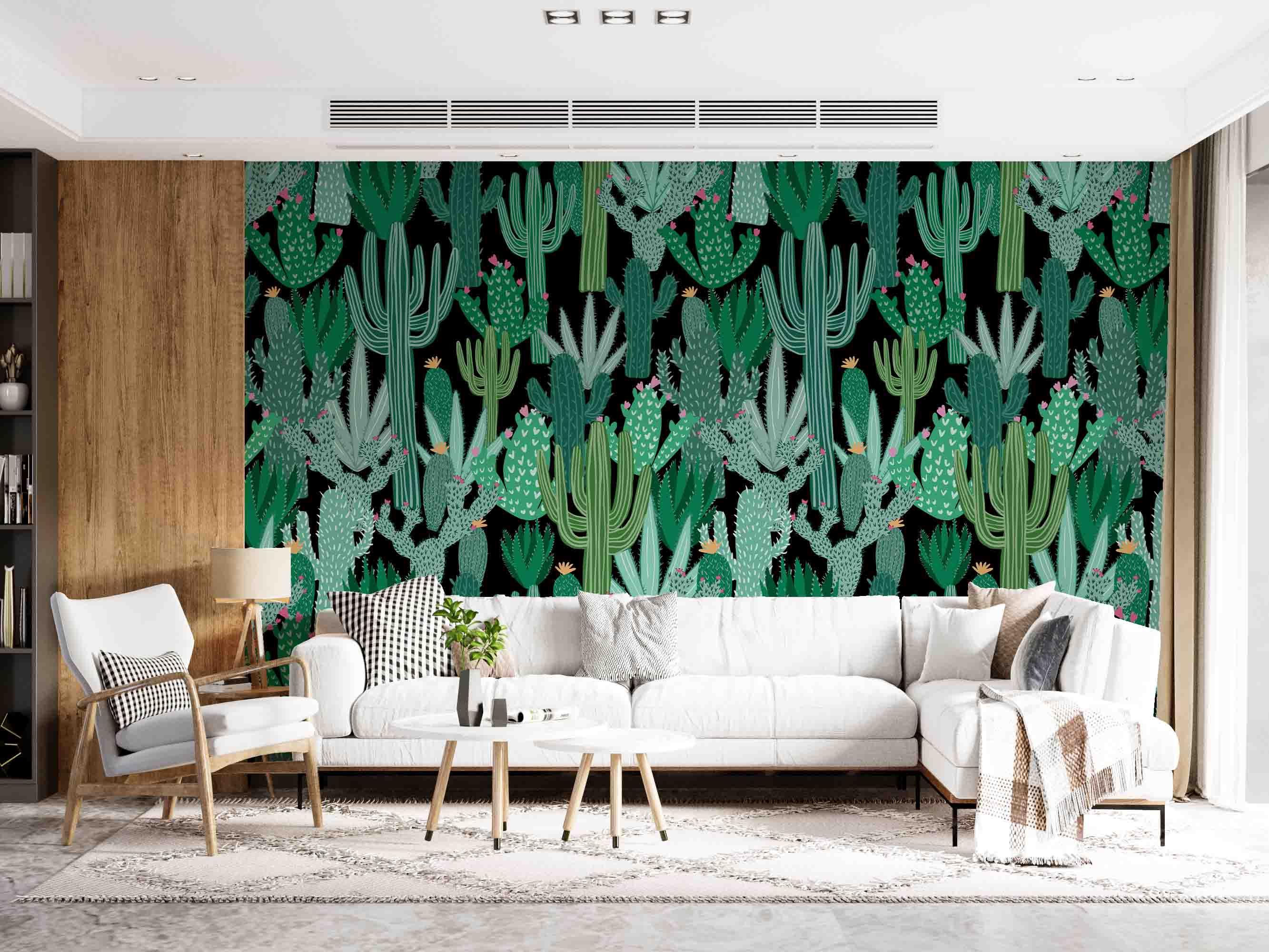 3D Green Plant Cactus Pattern Wall Mural Wallpaper GD 3142- Jess Art Decoration