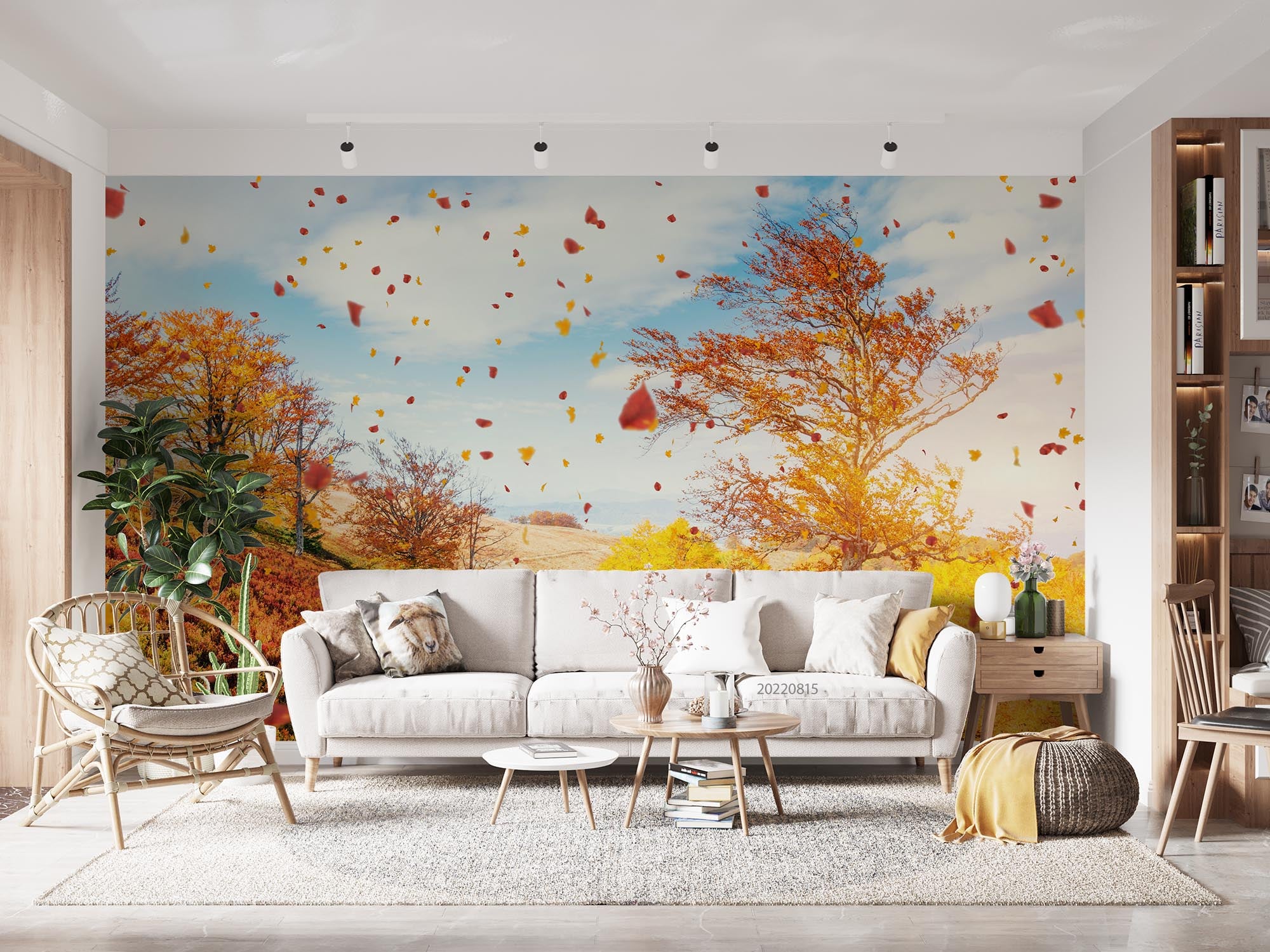 3D Birch Forest Sunny Autumn Season Wall Mural Wallpaper GD 2372- Jess Art Decoration
