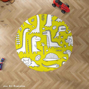 3D Cartoon Animal Dinosaur Yellow Kids Non-Slip Round Rug Mat 51- Jess Art Decoration