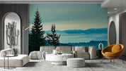 3D Pine Trees Mountain Watercolor Wall Mural Wallpaper 3748- Jess Art Decoration