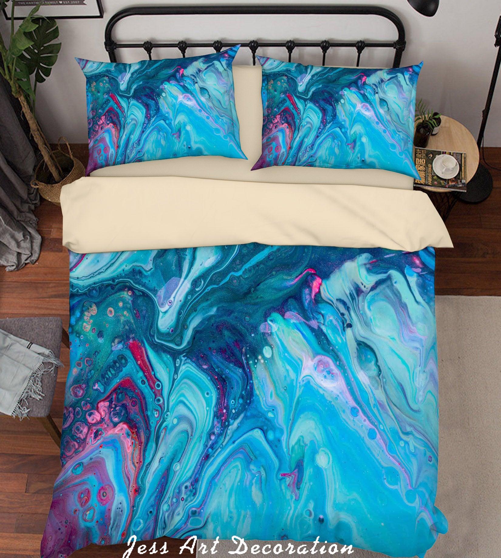 3D Abstract Blue Painting Quilt Cover Set Bedding Set Duvet Cover Pillowcases A385 LQH- Jess Art Decoration