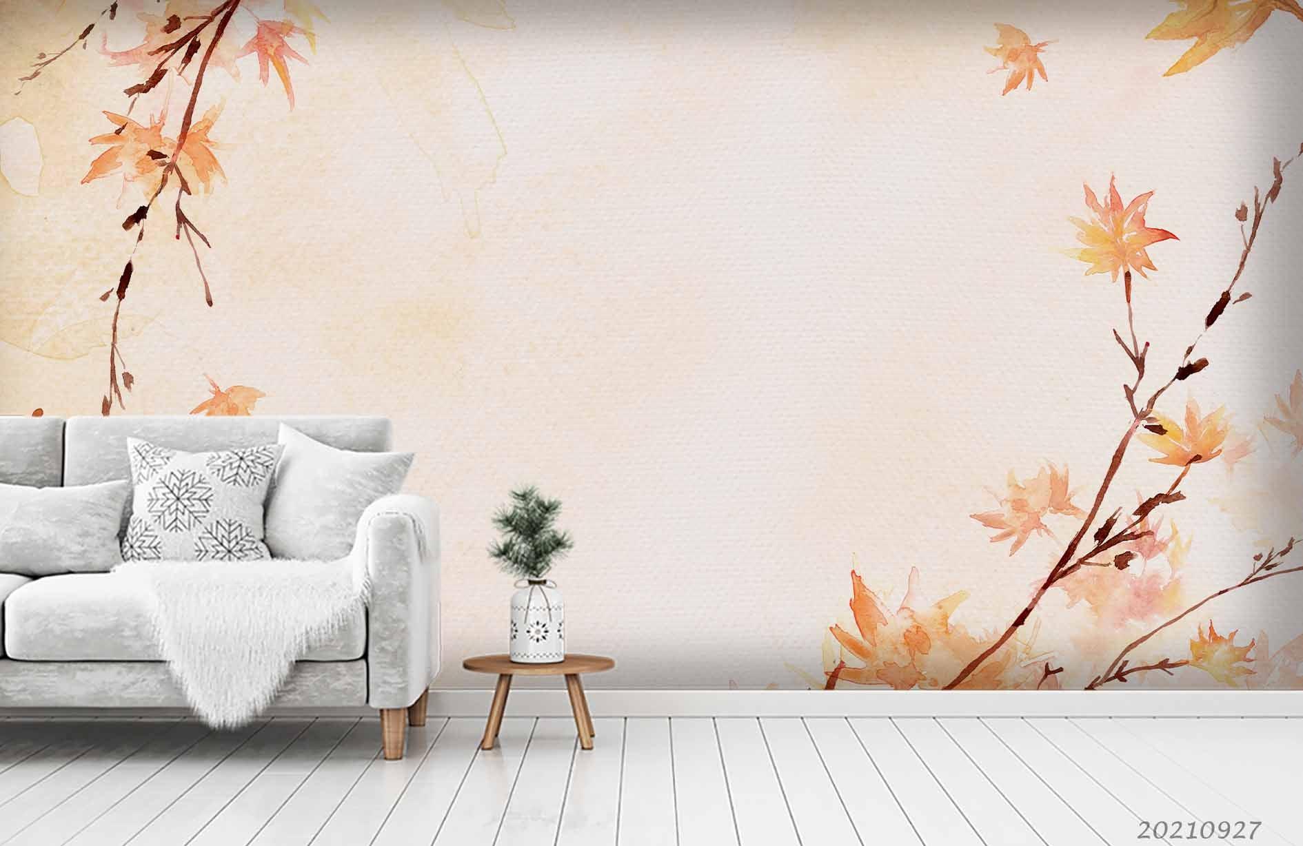 3D Autumn Maple Leaf Wall Mural Wallpaper LQH 226- Jess Art Decoration