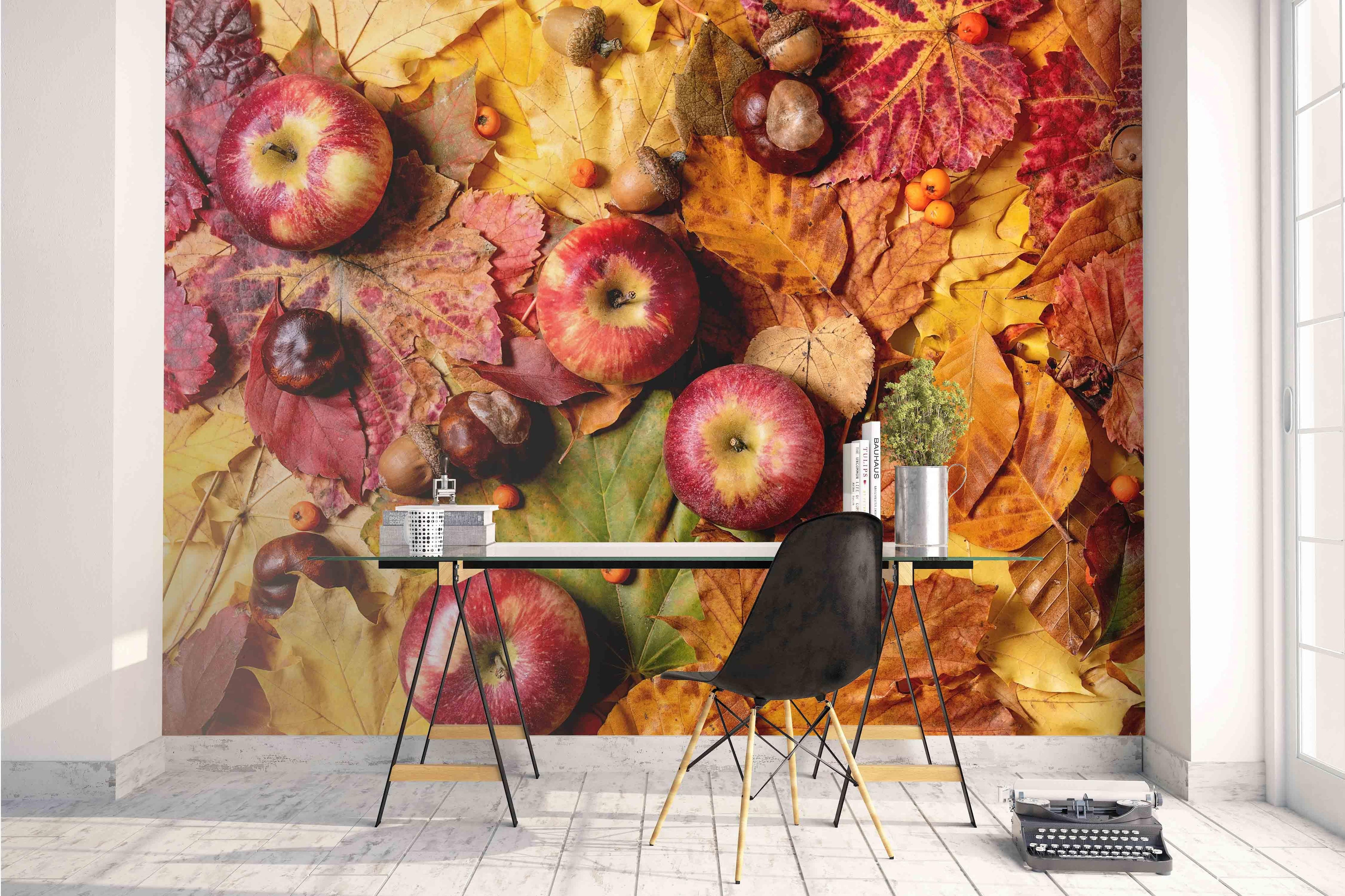 3D apple leaves wall mural wallpaper 66- Jess Art Decoration