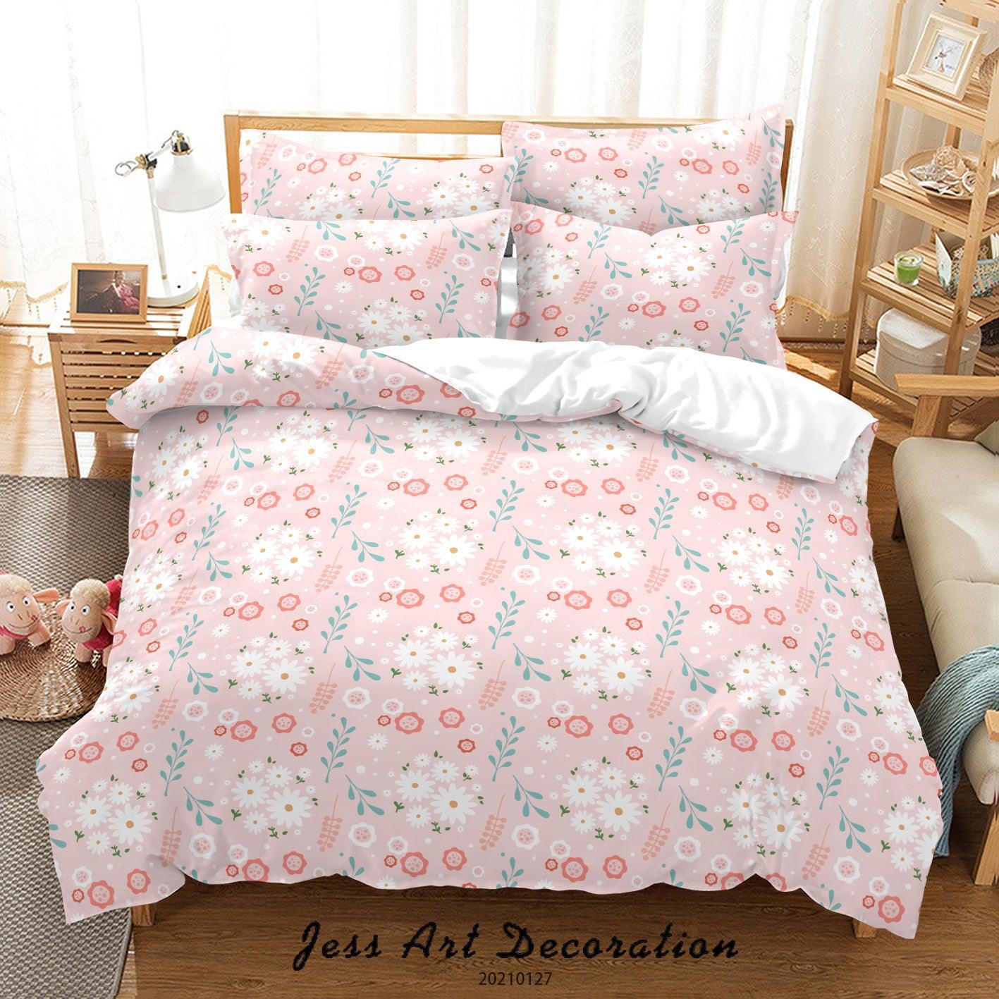 3D Watercolor Pink Floral Pattern Quilt Cover Set Bedding Set Duvet Cover Pillowcases 186- Jess Art Decoration