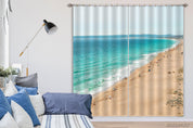 3D Beach Green Sea Tourist View Curtains and Drapes GD 889- Jess Art Decoration