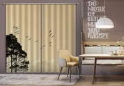 3D Landscape Nature Branch Silhouette Bird Curtains and Drapes GD 3901- Jess Art Decoration