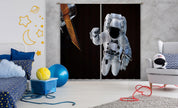 3D Black Space Astronaut Satellite Curtains and Drapes GD 4744- Jess Art Decoration
