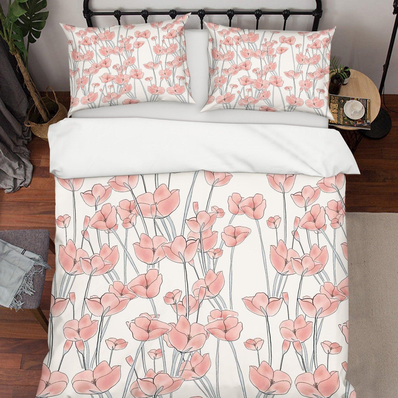 3D Pink Floral Quilt Cover Set Bedding Set Pillowcases 15- Jess Art Decoration