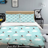 3D Blue Clouds Crane Quilt Cover Set Bedding Set Pillowcases 39- Jess Art Decoration