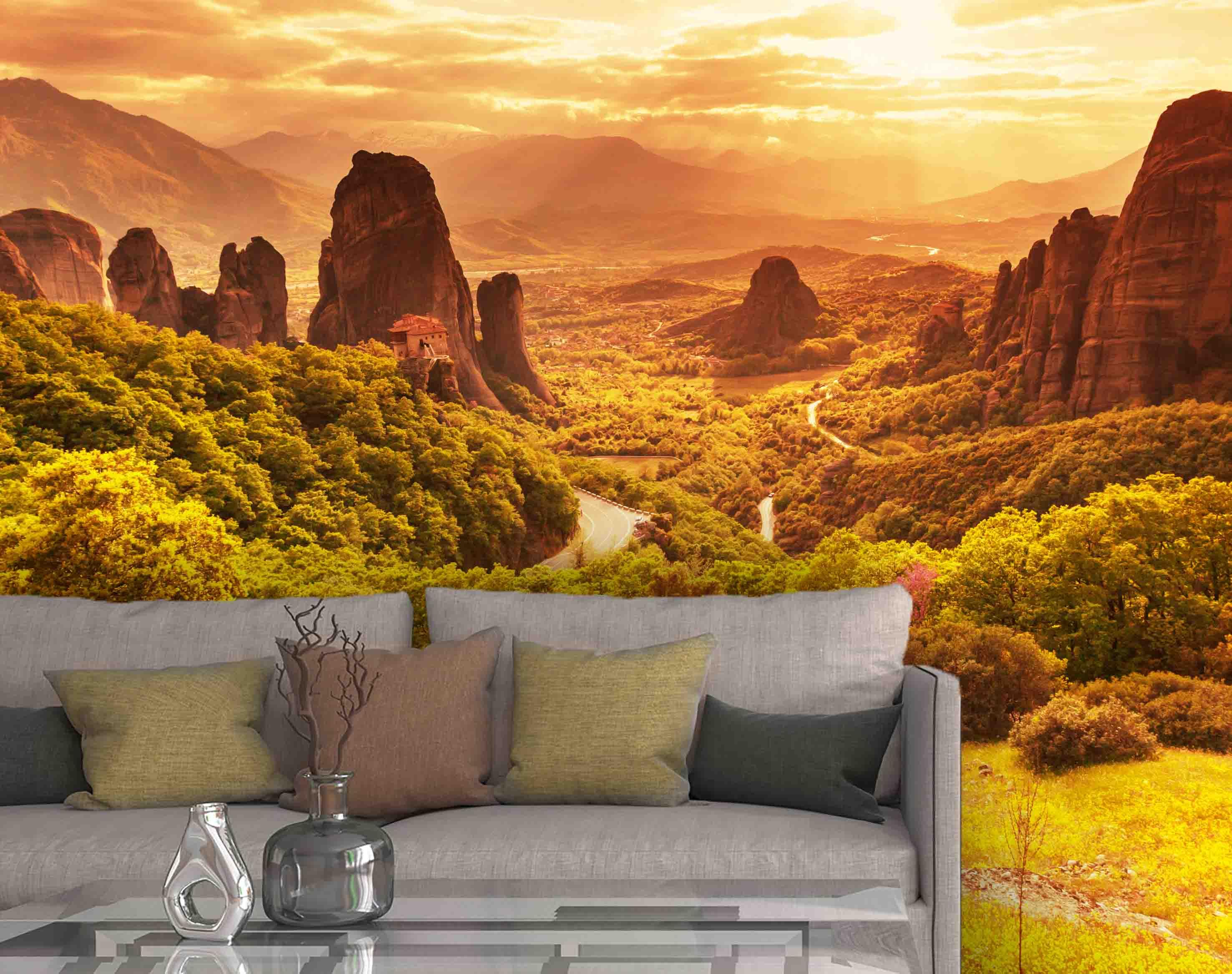3D Distant View Valley Wall Mural Wallpaper 33- Jess Art Decoration