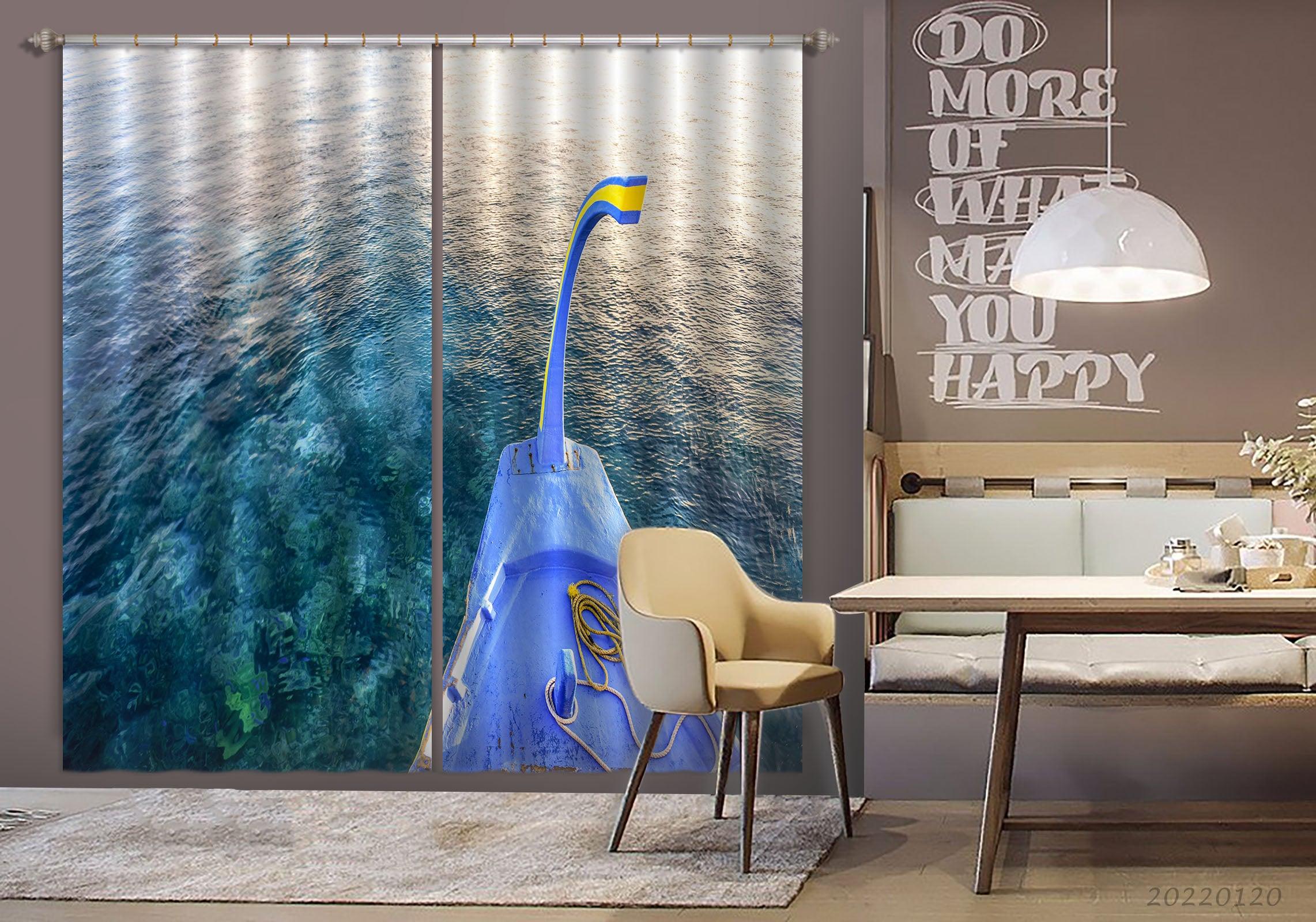 3D Boat Side Sea Pattern Curtains and Drapes GD 1905- Jess Art Decoration