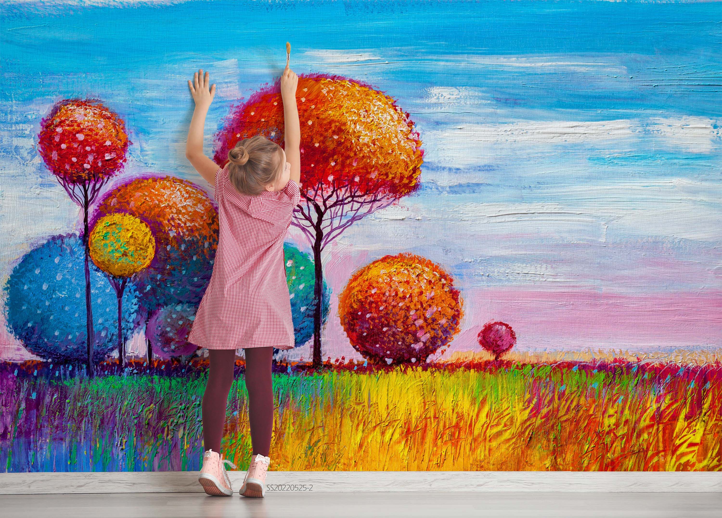 3D Oil Painting Autumn Landscape Trees Wall Mural Wallpaper GD 132- Jess Art Decoration