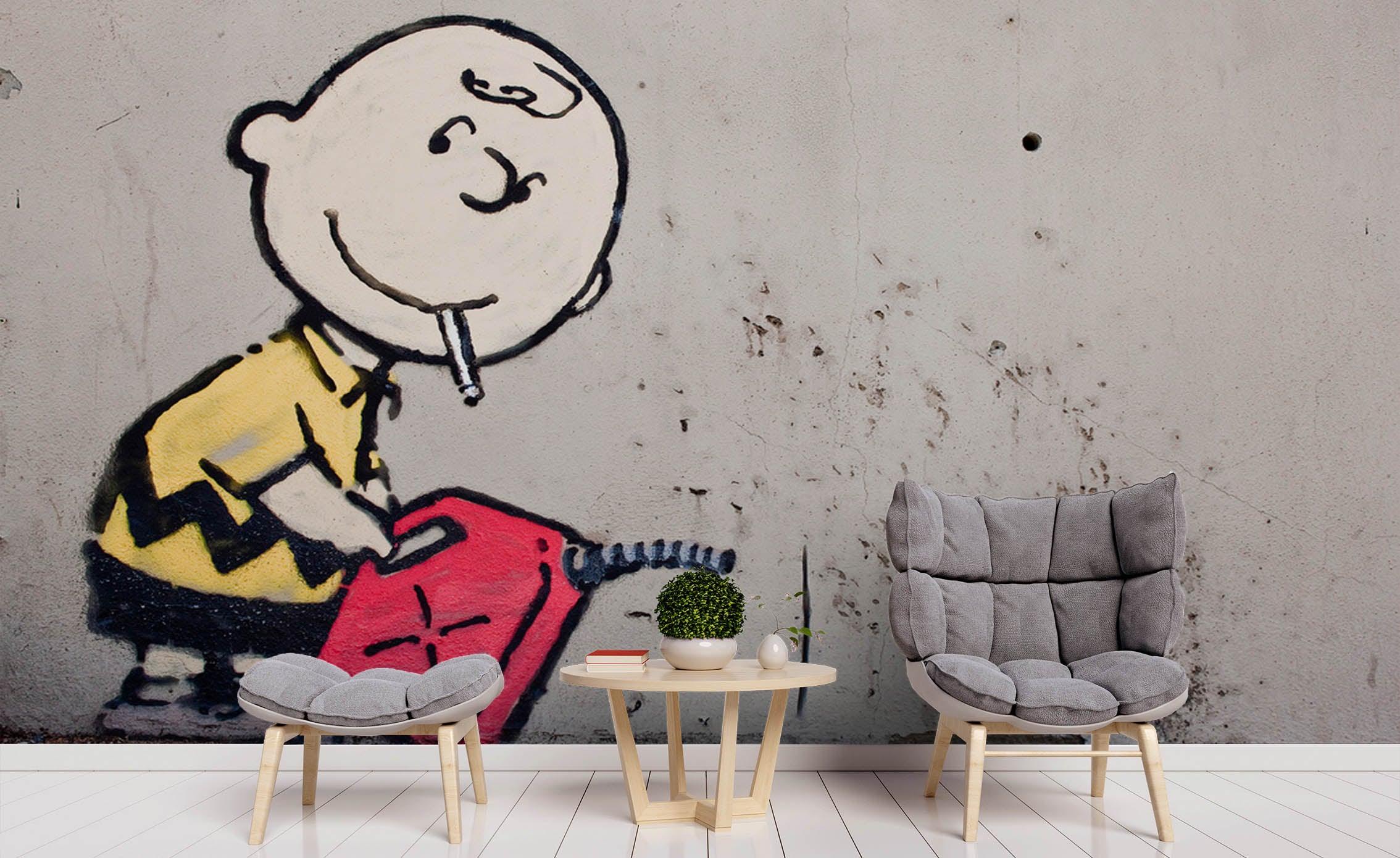 3D Banksy Mural Color Boy Refuel Wall Mural Wallpaper ZY D95- Jess Art Decoration