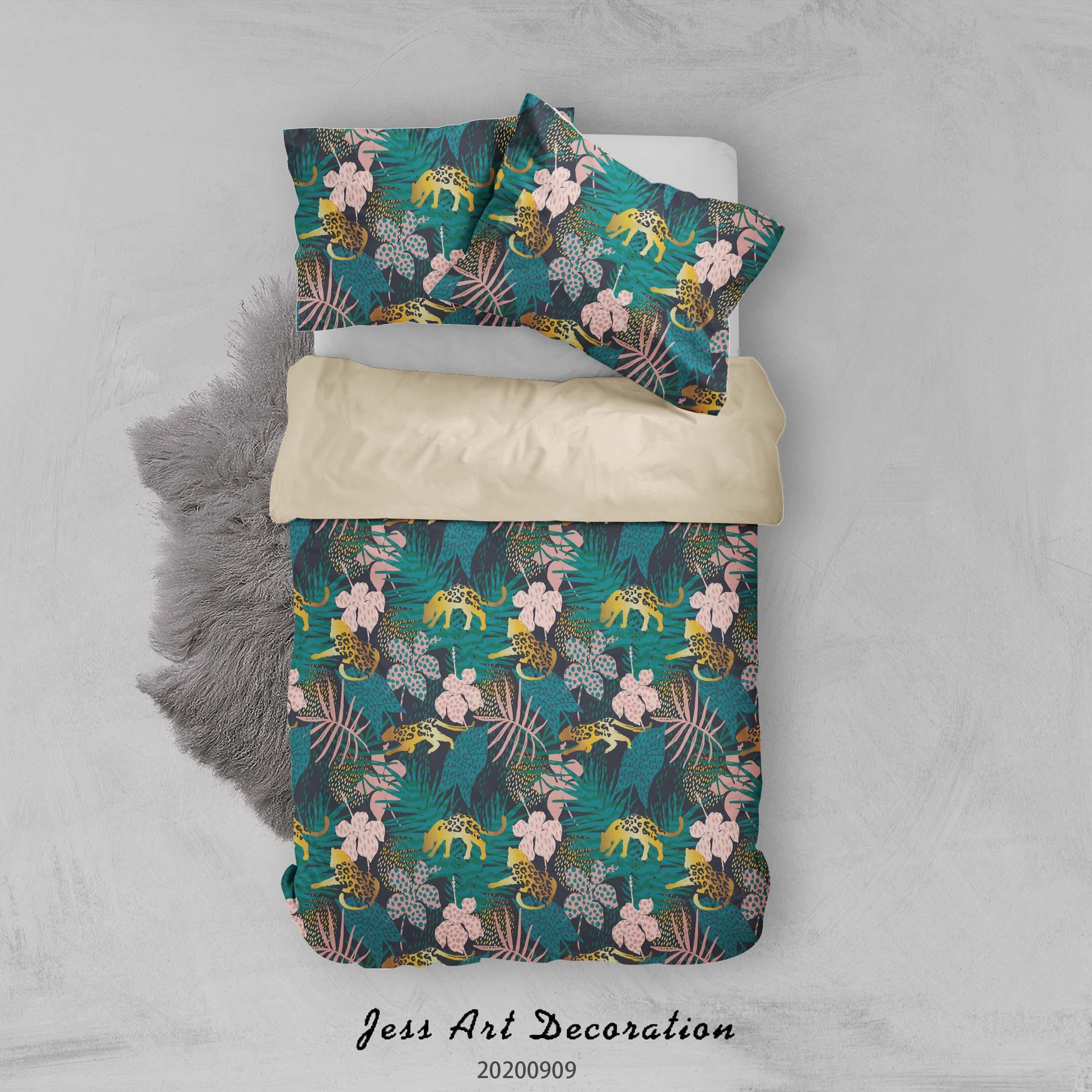 3D Animal Leaves Pattern Quilt Cover Set Bedding Set Duvet Cover Pillowcases WJ 6102- Jess Art Decoration