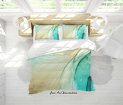 3D Watercolor Green Marble Pattern Quilt Cover Set Bedding Set Duvet Cover Pillowcases 267- Jess Art Decoration