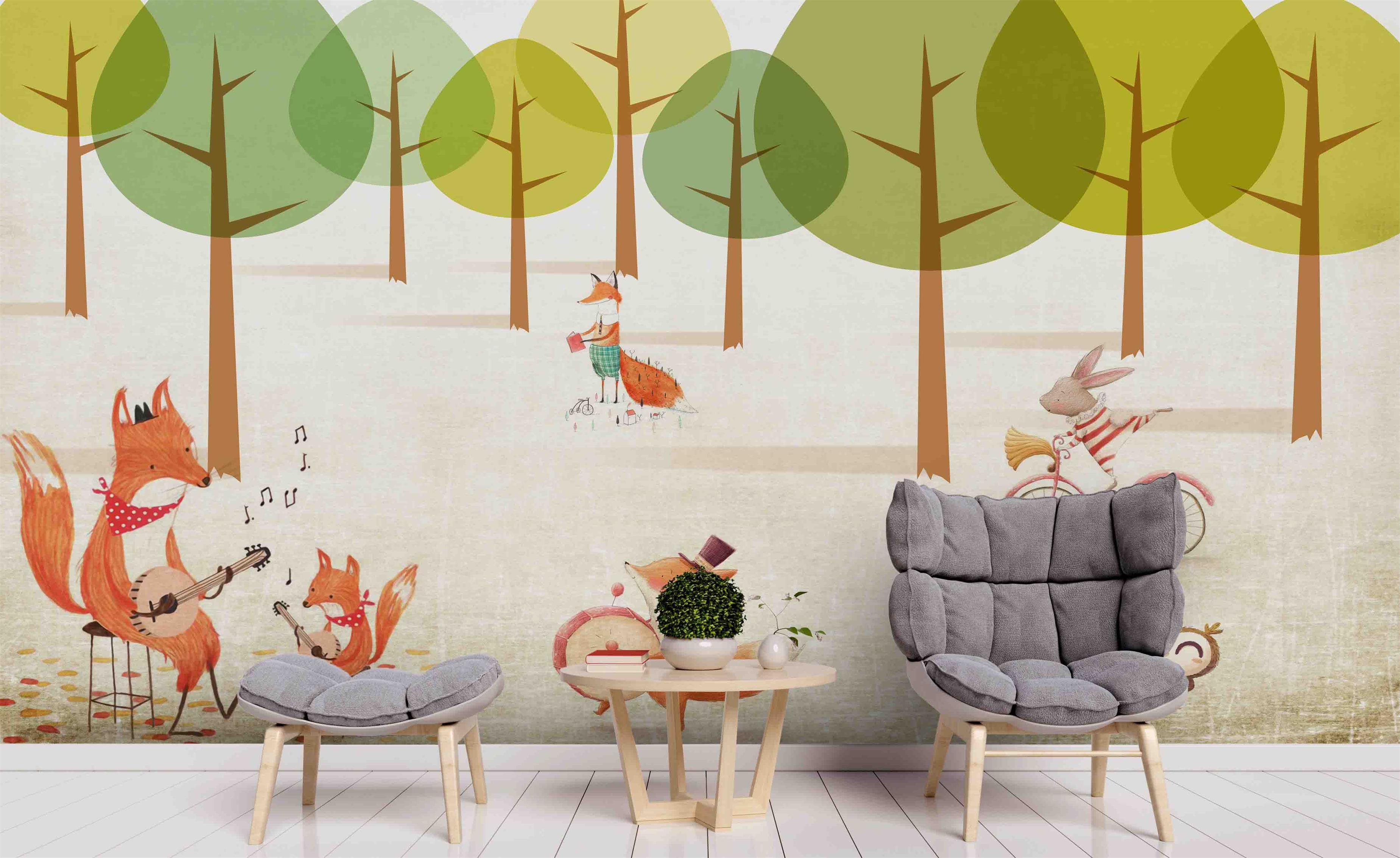 3D Cartoon Forest Rabbit Wall Mural Wallpaper 47- Jess Art Decoration