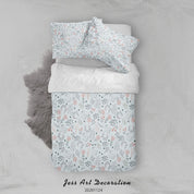 3D Hand Drawn Pink Floral Leaves Plant Pattern Quilt Cover Set Bedding Set Duvet Cover Pillowcases LXL- Jess Art Decoration