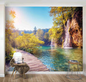 3D Jungle Waterfall Stream Wall Mural Wallpaper 30- Jess Art Decoration
