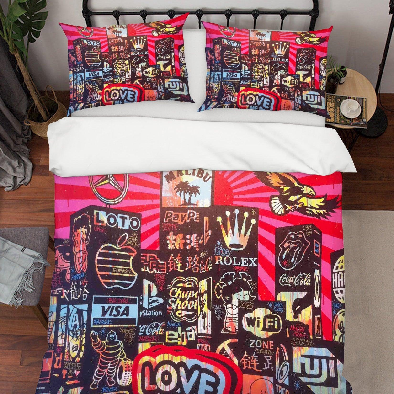 3D Abstract Colorful Modern Cityscapes Pink Quilt Cover Set Bedding Set Duvet Cover Pillowcases LXL- Jess Art Decoration