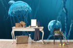 3D blue sea animals background wall mural wallpaper 12- Jess Art Decoration