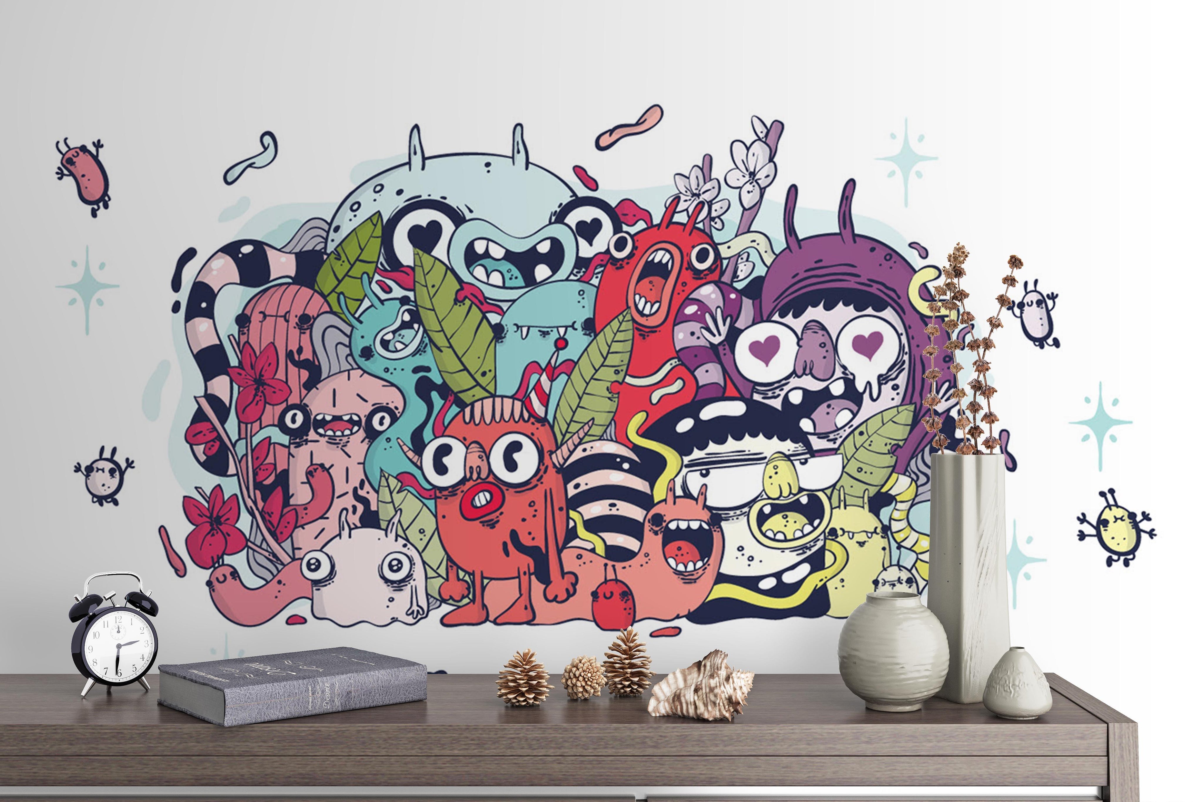 3D Abstract Monster Graffiti Wall Mural Wallpaper 283- Jess Art Decoration