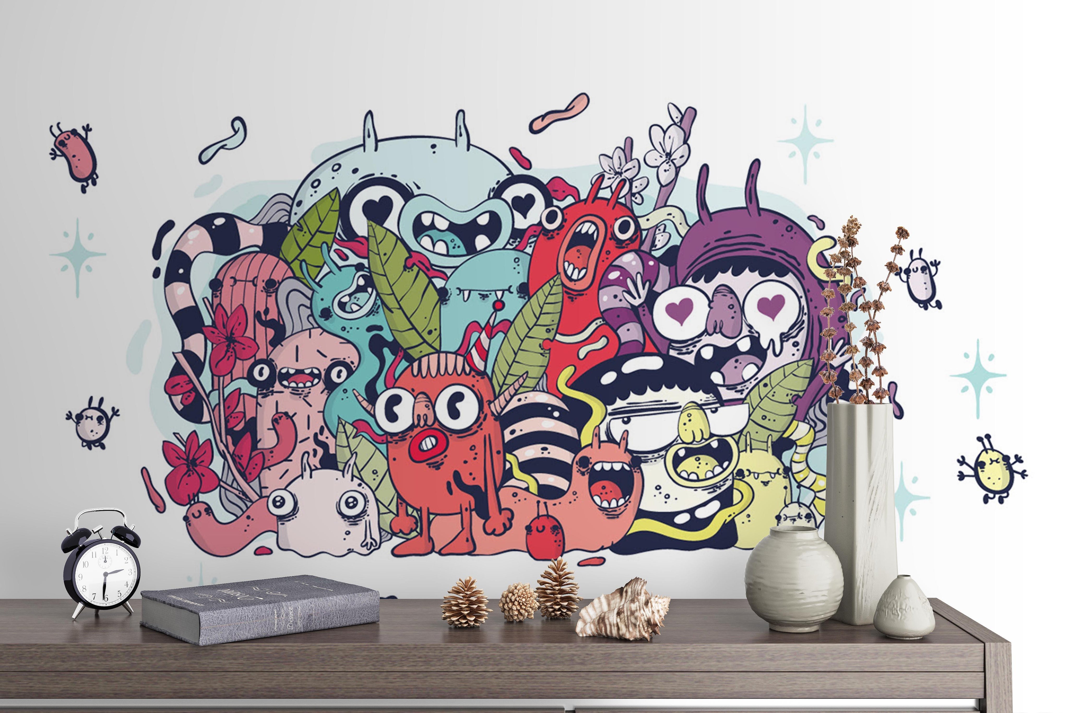3D Abstract Monster Graffiti Wall Mural Wallpaper 283- Jess Art Decoration