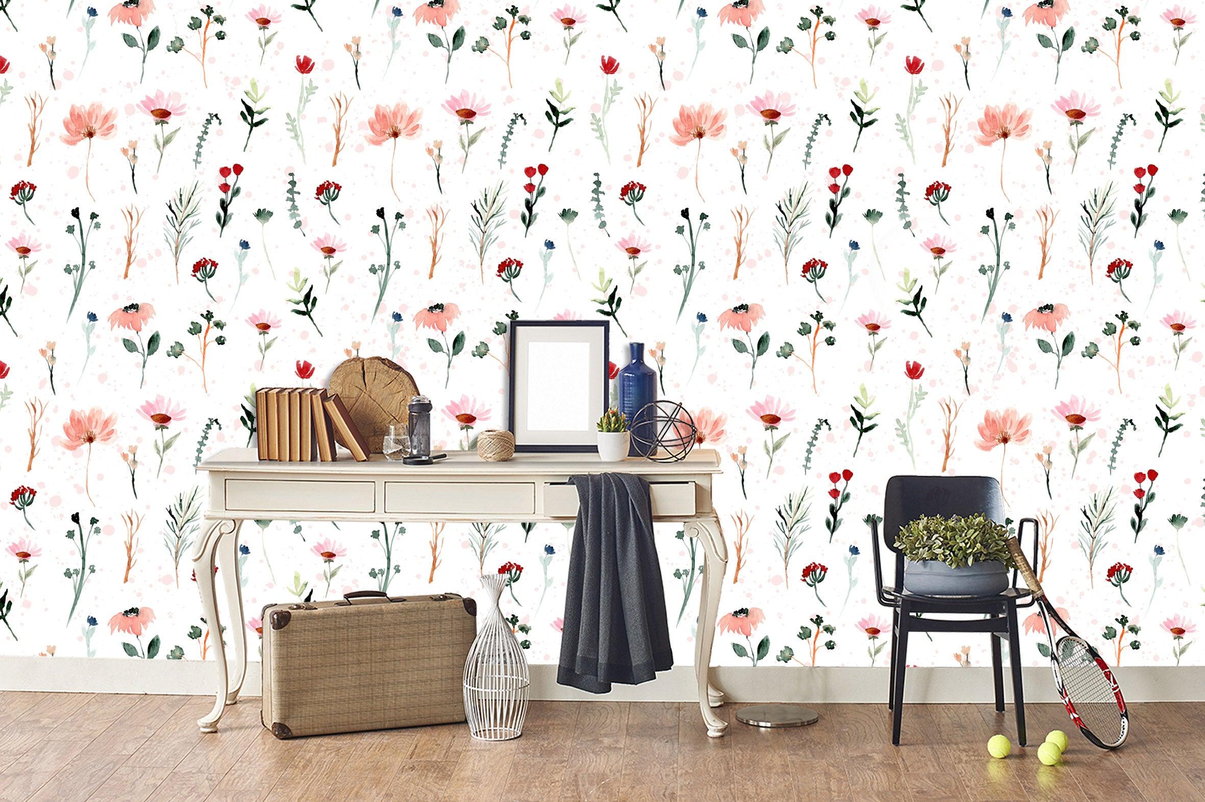 3D Pink Floral White Background Wall Mural Wallpaper 13- Jess Art Decoration