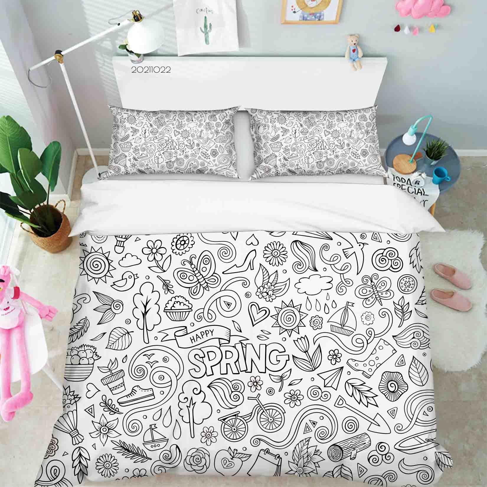 3D Abstract Funny Illustration Doodle Quilt Cover Set Bedding Set Duvet Cover Pillowcases 12- Jess Art Decoration