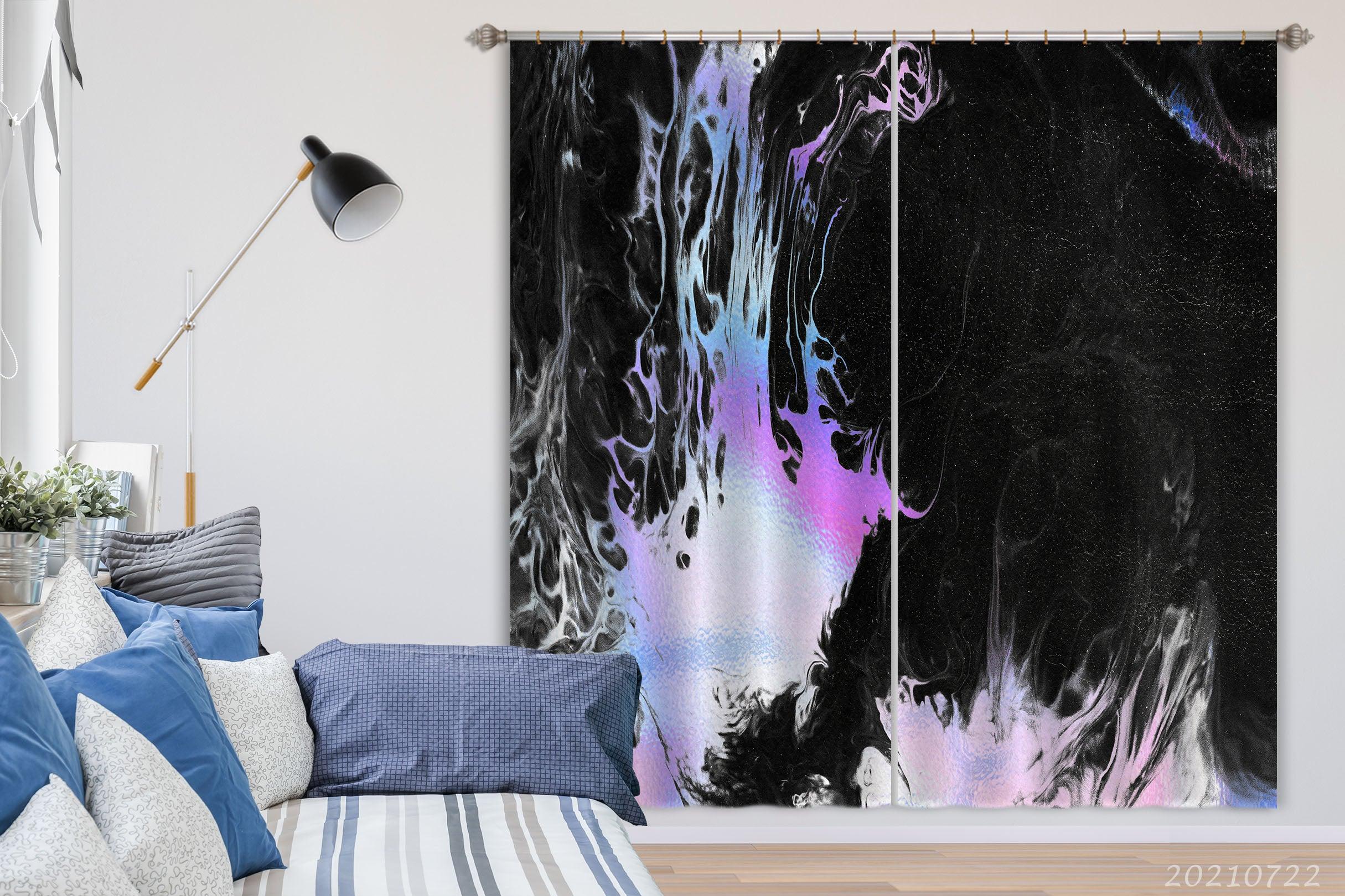 3D Abstract Black Marble Texture Curtains and Drapes LQH 522- Jess Art Decoration