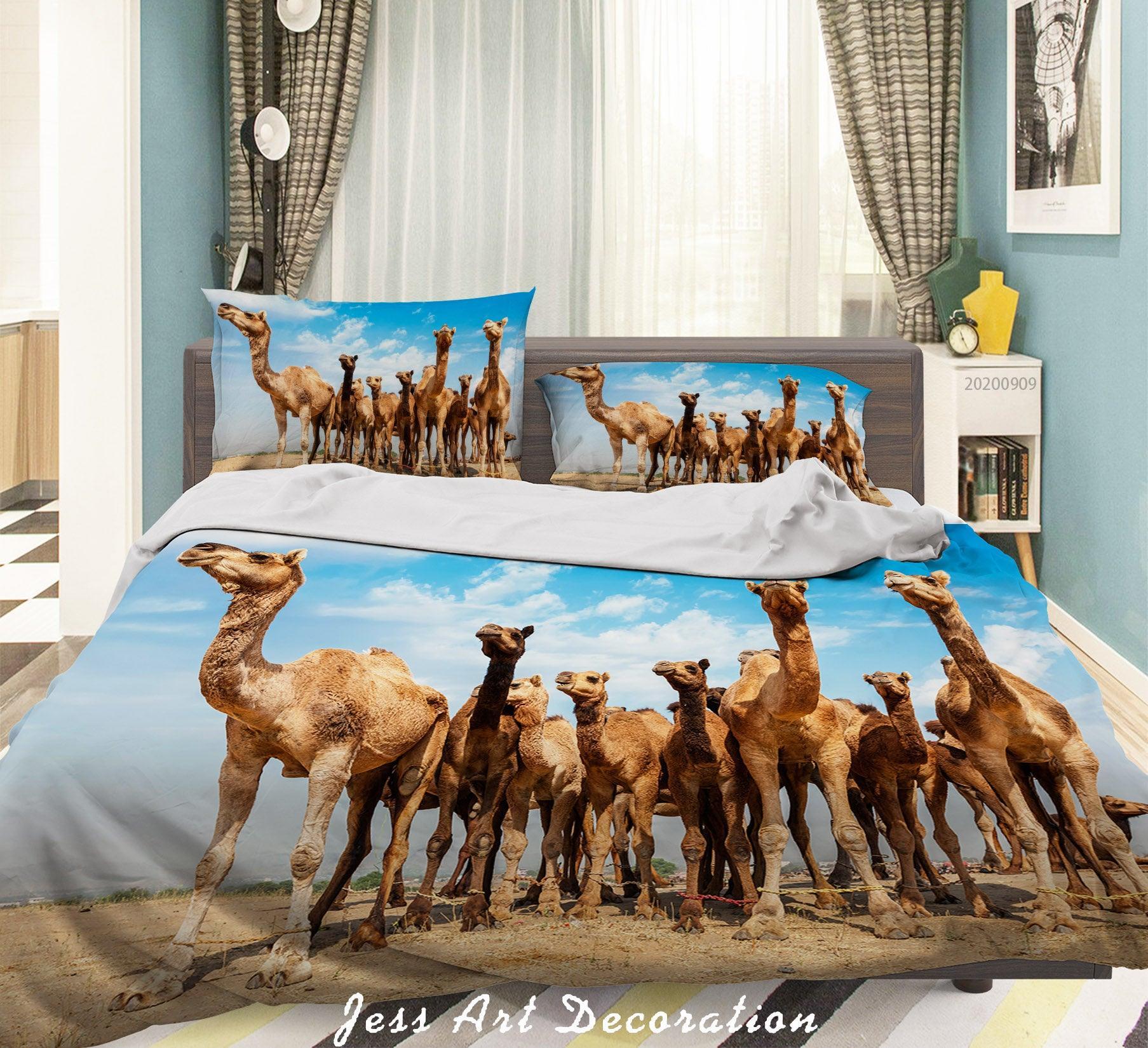3D Camels India Meadow Quilt Cover Set Bedding Set Duvet Cover Pillowcases WJ 1912- Jess Art Decoration